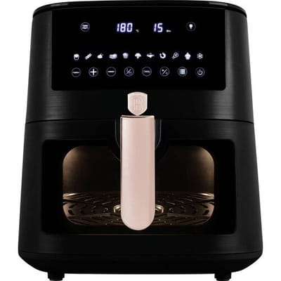 BerlingerHaus BH9604 Airfryer 8 l 1650 W Anti-aanbaklaag, Heteluchtfunctie, Kijkvenster, Timerfunctie, Digitale timer Zwart, Rose gold