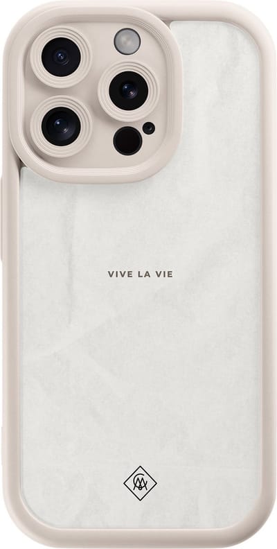 Casimoda® hoesje - Geschikt voor iPhone 14 Pro - Vive La Vie - Effen telefoonhoesje met lensbescherming - Siliconen/TPU - Backcover - Grijs