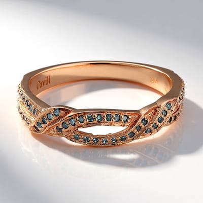 Cavill - Roségouden 925 Sterling Zilver Ring - 64 Pavé Fancy Diamanten 0,19 ct - Luxe, Elegant Damesring - Uniek Design