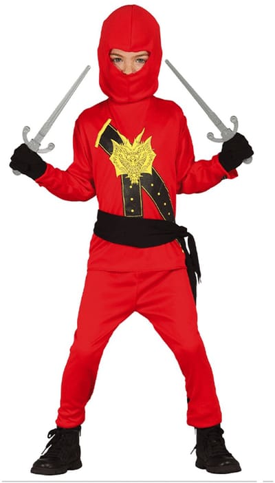 Fiestas Guirca - Kostuum Ninja child 7-9 jaar RED - Carnavalskleding - Carnaval - carnavalskleding 2027 - Carnaval kostuum