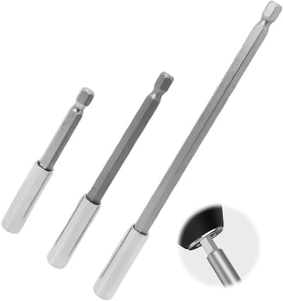 Dailygoods- Boorverlengstuk 6,35mm - Magnetisch - 3-delige Set - Lengtes 75/100/150mm - Universele Snelwissel - Robuust en Duurzaam - Booraccessoire