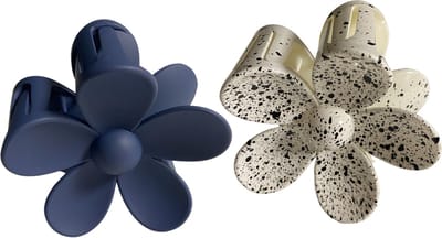 Arty’s Bloemvormige Haarklem – NavyBlue en Wit – Set van 2 – Haarclip – Haaraccessoires – Vrouwen en Meisjes – Geschikt voor alle haartypen – 7,3 cm – Stijlvol