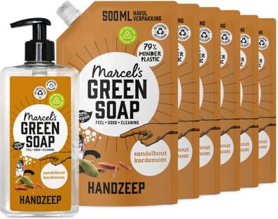 Marcel's Green Soap Handzeep Sandelhout & Kardemom 500 ml + 6 Navullingen Pakket