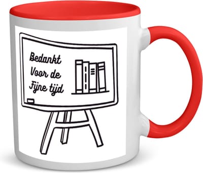 Akyol - bedankt voor de fijne tijd koffiemok - theemok - rood - Juf - meester - afscheid school - 350 ML inhoud