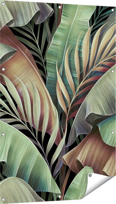 Gards Tuinposter Tropische Bladeren - 80x120 cm - Tuindoek - Tuindecoratie - Wanddecoratie buiten - Tuinschilderij