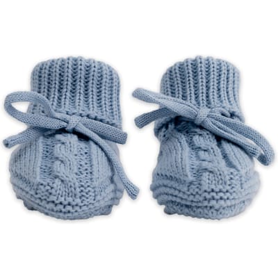 Lodger - Baby Slofjes Gebreid - Blauw - 0-6 Maanden - Katoen - Newborn Slofjes & Babysokjes