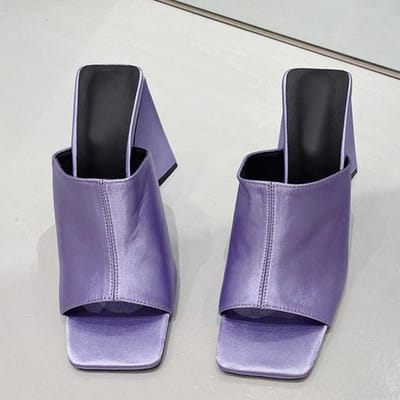 Nieuwe Zomer Paars Vreemde Hoge Hakken Muiltjes Dames Pantoffel Buiten Gladiator Sandalen Vierkante Neus Instappers Slides Schoenen 38 paars