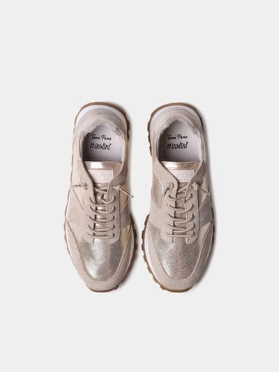 Metallic leren en suède sneakers voor dames | ALICIA