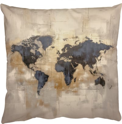 Sierkussens - Kussentjes Woonkamer - 50x50 cm - Wereldkaart - Goud - Zwart - Abstract