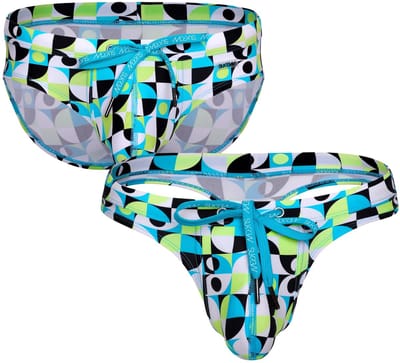 SUKREW Torrent Swim Multipack 1x Brief + 1x Thong Retro Lime - MAAT XS - Heren Zwemslip - Zwem Slip voor Man - Mannen Brief