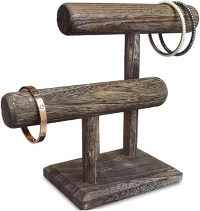 Sieraden Organizer Standaard - Sieradendoos T-Bar - Sieraden Presenteren - 2-Laags Ontwerp - 8 x 4 x 9 inch - Donkerbruin