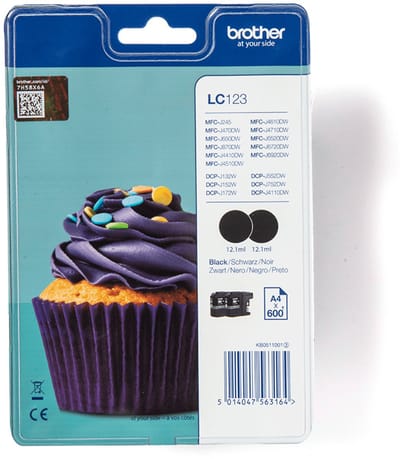 Brother LC-123BKBP2 - Inktcartridge / Zwart / 2-pack