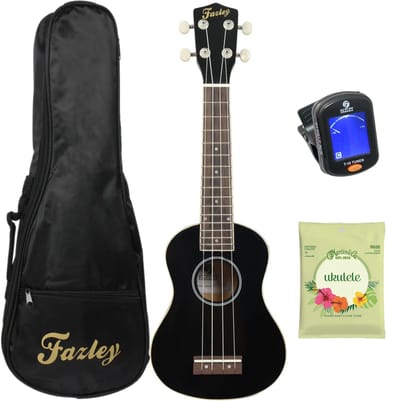 Sopraan Ukelele starterset - incl. tas, stemapparaat - Fazley K21B/W Zwart