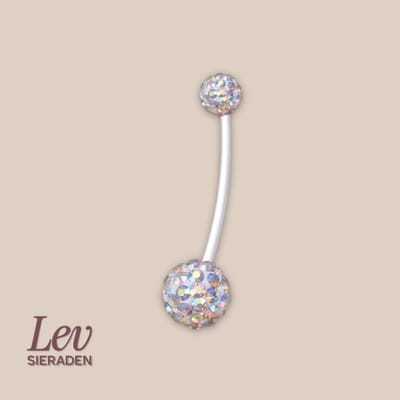 Lev Sieraden - 1.6x38mm zwangerschaps piercing - Crystal ball - regenboog zirkonia - UV acryl piercing - PTFE/Bioplast/Bioflex