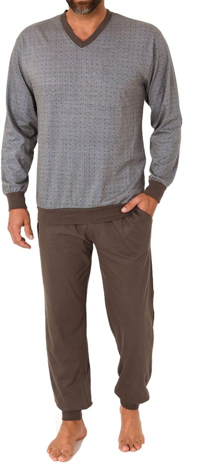 Herenpyjama met lange mouwen en manchetten Pyjama's in een classy look - ook in oversizes