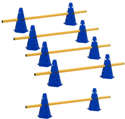 TRUTZHOLM Hordenset 23cm Verstelbaar 15-Delig - Heavy Duty Agility Set Blauw - Hobby Horsing Honden Coördinatie Training
