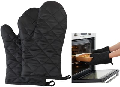 Pannenlappen – Ovenhandschoenen voor Koken, Bakken en Grillen – Comfortabele Ovenwanten met Lus – Geschikt voor Ovenschaal en Barbecue (Zwart)