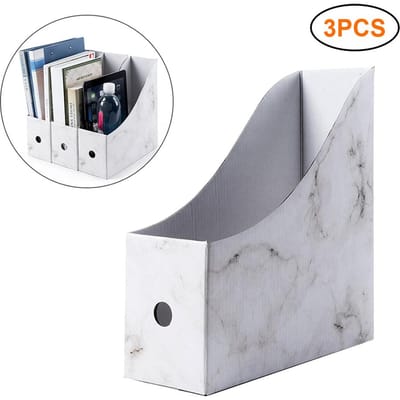 Lot de 3 porte-revues en carton robuste, porte-dossiers, boîte de rangement pour magazines, porte-documents de bureau gray