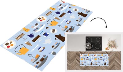 Keukenloper - Loper keuken - Patronen - Cupcake - Theepot - Thee - 120x50 cm - Keukenloper vinyl
