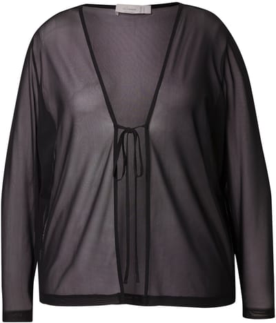 MIAMODA - Dames - Mesh-jasje A-lijn strikband - Zwart - Maat 46