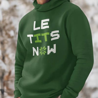 Foute Kerst Hoodie Groen Le Tits Now XS - Uniseks Pasvorm - Kerstkleding Voor Dames & Heren