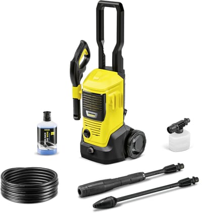 Kärcher K 4 FJ hogedrukreiniger - 130 bar - 420 l/u - 30 m²/u - Incl. Foam Jet - Geschikt voor oa. auto - fietsen - terras - motoren - schutting en tuinset