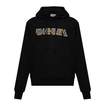 Diesel Mannen Pixel Logo Hoodie (Zwart)