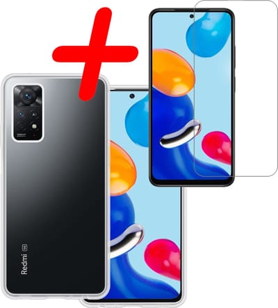 Hoesje Met Screenprotector - Geschikt voor Xiaomi Redmi Note 11 - Sterk & Shockproof - Back Cover - Siliconen Case - Telefoon Hoes - Transparant