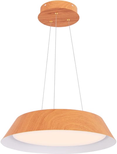 COSTWAY 21 W led-plafondlamp, energiebesparend, plafondlamp met houtnerf, metalen frame en lampenkap, hanglamp 3000 K, voor slaapkamer, woonkamer, eetkamer [Energieklasse F]