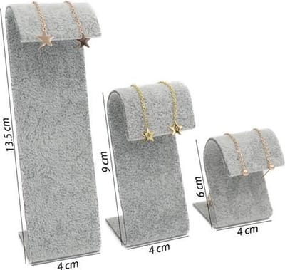 3-delige oorbellen display fluweel grijs