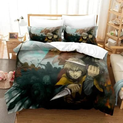 Anime Vinland Saga Beddengoedset Dekbedovertrek Bedset Dekbedovertrek Kussensloop Dekbed King Queen Maat Jongens Volwassenen Beddengoedset EU Single 135x200cm