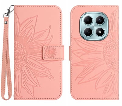 Coverup Hoesje - Geschikt voor Xiaomi Redmi Note 15 / Poco M8 Hoesje - Coverup Zonnebloem Book Case met Koord - Roze