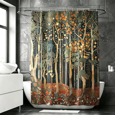 Floraweg Douchegordijn,Shower Curtain,badgordijn,badkamergordijn,Planten,wouden, digitale printen -Anti Schimmel - Inclusief 12 ringen -met 12 stuks douchegordijnhaken – Waterdicht -Wasbaar- Polyester - 180x200 cm