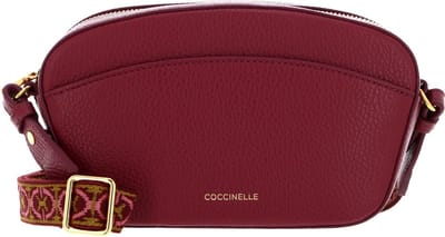 COCCINELLE Leren Schoudertas Enchanteuse Mini Bag Grained Leather Garnet Red Wijnrood