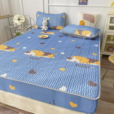 Natuurlijk Latex Verdikte Zomer Matras voor Bed Koel Gevoel IJszijde Matrashoes en Kussensloop Zacht Ademend Koelmat Zomer 90x200cm 2 pcs set
