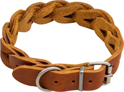 Animal Boulevard Ab30046 - Hals- En Leibanden - Hond - Ab Country Leather Gevlochten Halsband Cognac-25mmx36-43cm - Maat: 25mmx36-43cm - 199128