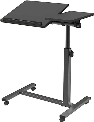 Livista Laptoptafel - Bedtafel met wieltjes - Bedleestafel - Laptop Standaard - Bijzettafel op wielen - Zit Sta Bureau - In hoogte verstelbaar - Maximale hoogte 90 cm