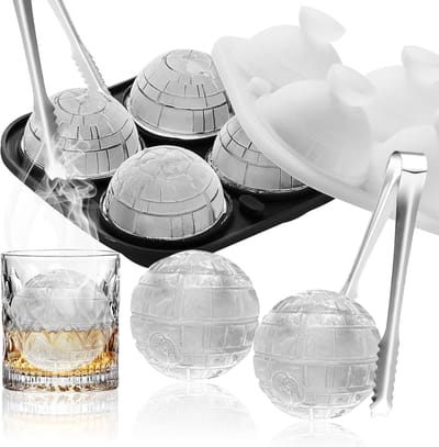 Thijox - Siliconen IJsblokjesvorm Doodsster en Rond - IJsblokjesvormen voor IJs, Whisky, Cocktail, Sap - 6 cm, Flexibel, Voor Feest, Camping, Keuken