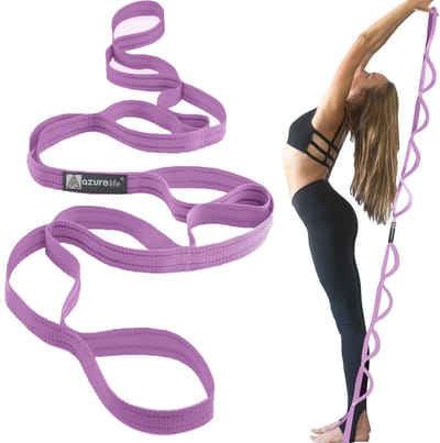Duurzame katoenen stretchband met 10 of 12 lussen voor fysiotherapie, yoga, pilates en dans
