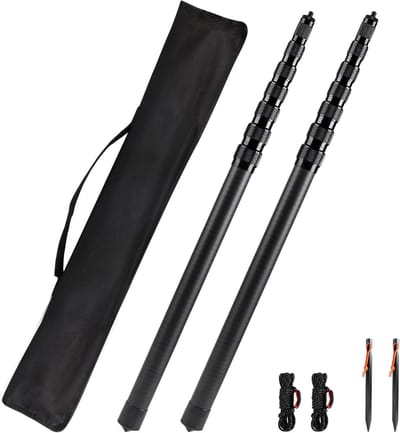 Set van 2 Verstelbare Carbon Fiber Telescoopstokken voor Tent, Ultralichte en Sterke Campingstokken, Ideaal voor Zonneschermen en Luifels