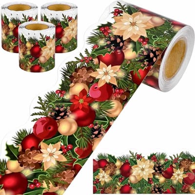 Dailygoody - Kerstprikbord randdecoraties - Decoratieve randstickers - 18 meter lang - Feestelijke randafwerking - Schoolbord en kantoor - Perfect voo...