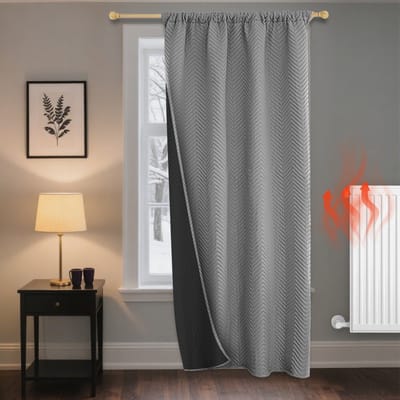 Panelen Verduisterend Gordijn - Blackout Effen Gordijnen - Thermisch Isolerend en Geluidswerend - Warmte & Koudeblokkerend Overgordijnen- Voor Woonkamer & Slaapkamer, B 140 x H175cm -1 stuk (Grijs)