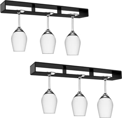 Hanging wijn glas houders voor onder de kast, set van 2, zonder boren, ideaal voor wijnliefhebbers en ruimtebesparing