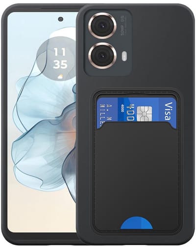 Geschikt voor Motorola Moto G24 Power Telefoonhoesje met TPU Pasjeshouder - Flexible Back Cover Case Siliconen TPU with Cardslot - Zwart - Smartphonica geschikt voor Motorola Moto G24 Power