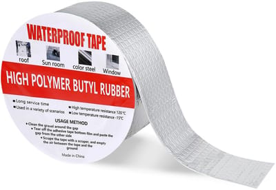 Dailygoods - 5cm x 5m Waterdichte tape Butyl Tape Zelfklevend Butylband Afdichtingstape Aluminiumfolie Afdichtband Reparatieband voor Daklekkage Oppervlaktescheuren Vensterbankspleet Buisbreuk