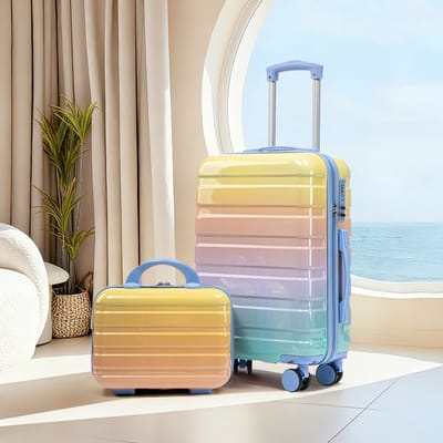 OKWISH Kofferset Spinner – 20 Inch Met 14 Inch Toilettas – Polycarbonaat – Geel – Reizen Weekendtrip – Cijferslot