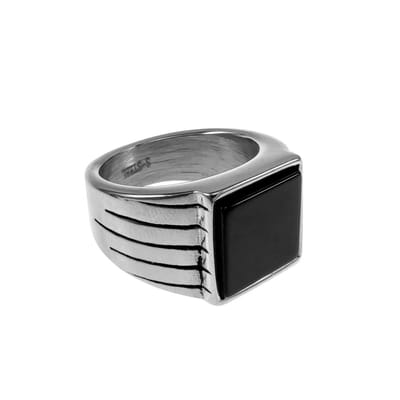 Ring met Onyx Steen | Gepolijst RVS Zegelring Heren