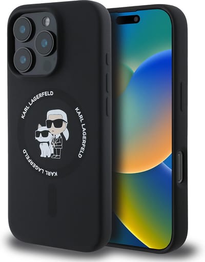 Karl Lagerfeld Backcase hoesje geschikt voor iPhone 16 Pro - Effen Zwart - Silicone