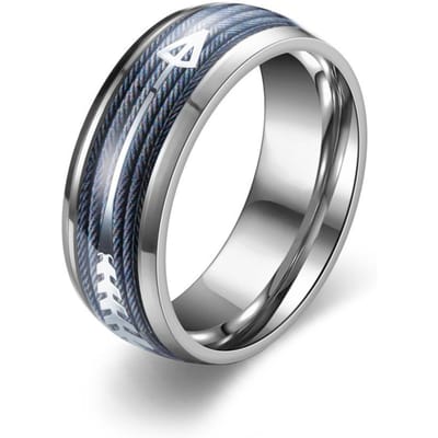 Mode 8mm Pijlpatroon Roestvrijstalen Ringen Voor Mannen koper Kleur Geborsteld Herenringen Trouwring Sieraden 13 gray