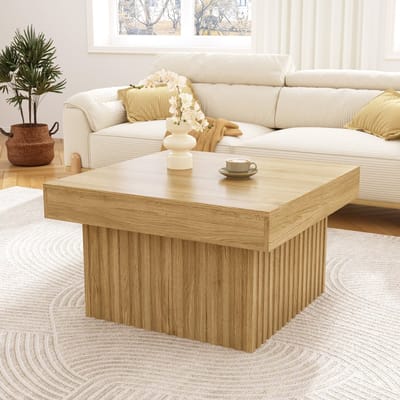 HAUSS SPOLE Salontafels - Koffietafel Elegant Met Veelzijdige Functionaliteit - 79x79x46 cm - Spaanplaat - Naturel